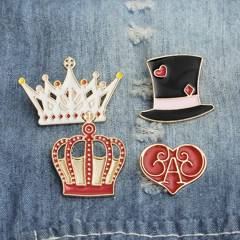 Hot-selling brooch European and American fashion cartoon cute gentleman hat crown caring student badge enamel pin