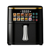 Freidora de Aire de Acero Inoxidable de 8L, Diseño Moderno y Fácil de Limpiar, 1400W, Imagen a Color, 10 Menús, Pantalla Táctil, 80-220V ° Freidora de Aire Digital C