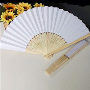 Éventail pliant classique en bambou fait main, blanc, pour la publicité traditionnelle, les mariages, les cadeaux d'affaires/souvenirs - Product Image 2