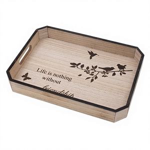 Plateau de service en bois pour thé, café et collations, design durable avec poignées de transport faciles, 100 pièces, couleurs personnalisées, non toxique - Product Image 1