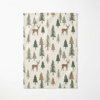 Serviettes de cuisine 100% coton, style scandinave minimaliste, forêt d'hiver nordique, pin, 40x60cm