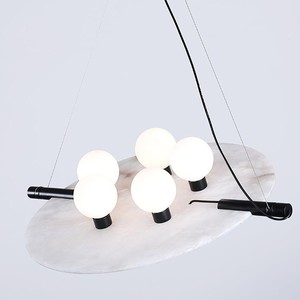 Marble <b>Chandelier</b> Oval 510mm Led <b>Lights</b> Black Body Mounted Pendant <b>Light</b> For Restaurant Bar Hotel Club Store - Product Image 1