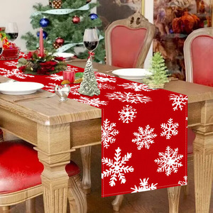 YUELIAN Chemins de table et nappes en lin écologiques imprimés flocons de neige pour la décoration de la salle à manger à la maison - Product Image 3