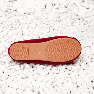 Zapatos de Princesa para Fiesta, Zapatos Planos de Ballet con Lazo, Zapatos de Vestir de Terciopelo Rojo Borgoña, Zapatos Planos de Ballet Mary Jane con Tacón Bajo, Zapatos de Princesa - Product Image 4