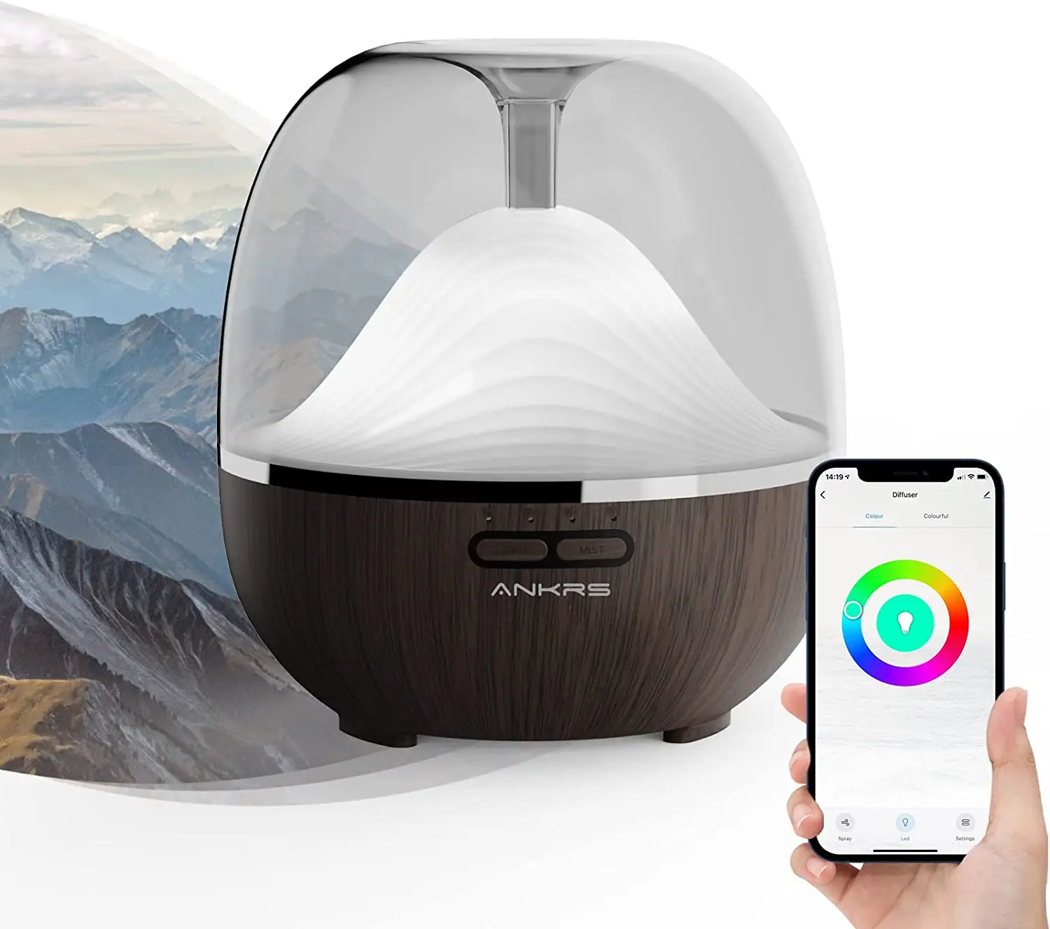 Smart Wifi Essentiële Olie Aromatherapie 600Ml Lucht Diffuser & Luchtbevochtiger Compatibel Met Alexa/Google Thuis