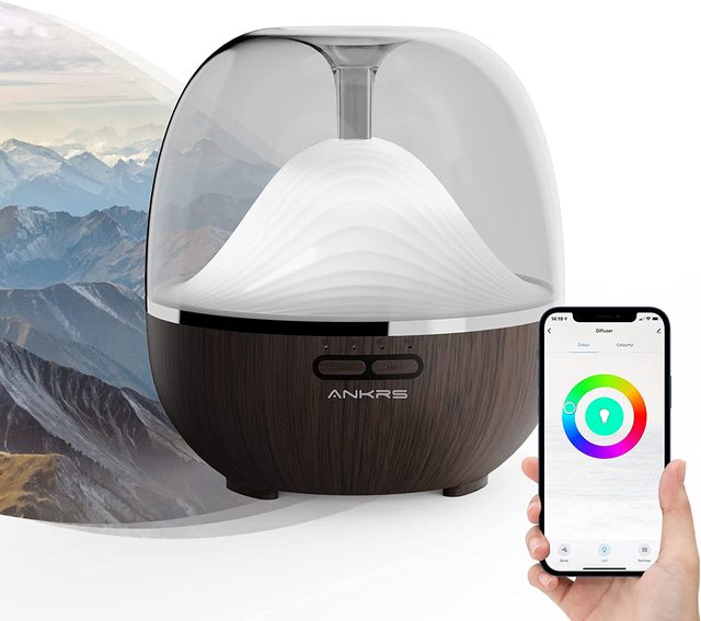 Smart WiFi 600ml Air Diffuser & Humidifier Essential Oil Aromatherapy Alexa/Google Home Compatible for Household Use US Plug