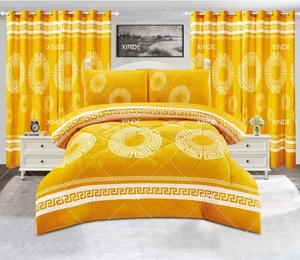 Bán Buôn Phong Cách Mới 7Pcs Hoa Borrego Nhung Lông Cừu Comforter Bộ Đồ Giường Set Với Rèm Cửa - Product Image 2