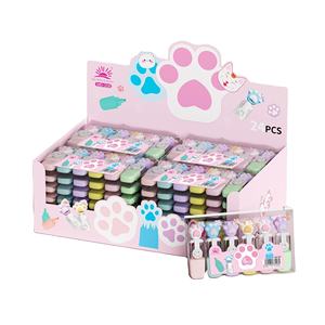 可爱卡哇伊卡通动物荧光笔套装爪子兔记号笔学习笔记剪贴簿绘图 - Product Image 1