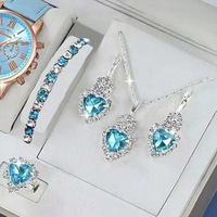 Direct usine, Collection transfrontalière Europe-Amérique à succès : Parure de bijoux trois pièces Goutte d'eau et Cœur (Collier, Boucles d'oreilles, Bague)