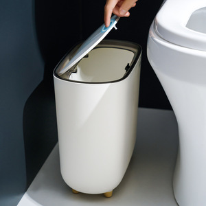 Slim Flip Lid Trash Can 475g Indoor Use For Bathroom Kitchen Living Room - Product Image 1