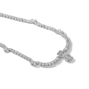 Stk Diamond Tennis Necklace Women Round Brilliant Cut Butterfly Pendant Clavicle Chain Everyday Wear 385cm Extension - Product Image 5
