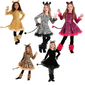 5 pack Headband Tights Legwarmer Tail Long Sleeves Cheetah Leopard Tiger Animal Print Dress Halloween Cosplay Costume