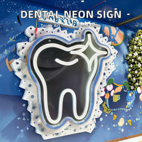 LJ Sign Enseigne néon LED en acrylique, motif dent, sourire, art mural, accessoires de décoration pour éclairage de parc, avec prise pour ballon néon