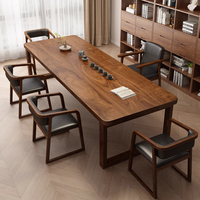 Ensemble de chaise de bureau et table basse en bois de noyer massif, style moderne et durable, pour salon