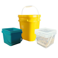 Seau en plastique recyclable de 18 L avec poignée, vente en gros, seau carré de 4 L, 5 L, qualité alimentaire, pour aliments pour animaux de compagnie, avec couvercles