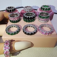 R300J Изысканное кольцо с кубическим цирконием, позолоченное латунью, многоцветное, роскошное, штабелируемое, эффектное кольцо-ободок для женщин, подарок