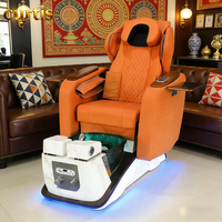 Fauteuil de pédicure spa luxueux pour salon de manucure, avec système de jets magnétiques sans tuyau, lampe LED 7 couleurs et vibration réglable