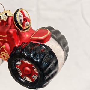 Decorazione Natalizia in Vetro a Forma di Pickup e Trattore Vintage Rosso, Ornamento da Appendere, Regalo Festivo a Prezzo di Fabbrica - Product Image 5
