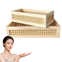 Caja de Almacenamiento de Madera Natural de Alta Calidad, Organizador de Archivos Rectangular para Escritorio, Técnica de Laca para Decoración del Hogar