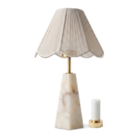 Lampe de table sans fil moderne de luxe en marbre espagnol, rechargeable avec télécommande, abat-jour en tissu, lampe de bureau LED pour hôtel, villa, chambre à coucher, décoration