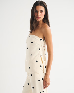 Top Tubo sin Espalda con Lazos, Estilo Vacacional Elegante Francés, Tela Suave y Fluida de LEDUO - Product Image 3