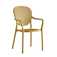 Chaise haute moderne en plastique PP résistant aux intempéries avec dossier intégré et structure durable pour terrasses extérieures, cours arrière et écoles