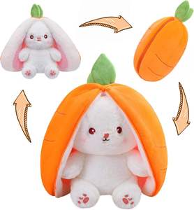 Jouets en peluche doux et créatifs de 18/25/35 cm en forme de fraise, carotte, orange et lapin rose pour Pâques et anniversaires - Product Image 1