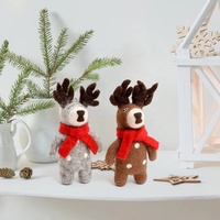 Décorations de Noël en feutre agencé fait main en gros, ornements de cerf en feutre de laine à suspendre pour sapin de Noël, décoration pour la maison et les fêtes