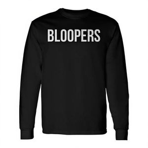 T-shirt a maniche lunghe Bloopers nera con scollo rotondo, taglia adulto - Product Image 2