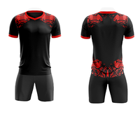Vente en gros de maillot de football à séchage rapide personnalisé pour hommes jeunes respirant pour USA taille Soccer Top Shirt Noir Rouge Service OEM