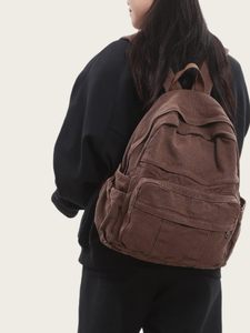 Mochila de lona marrón café de moda con cremallera, mochila de malla impermeable para hombres, escuela secundaria/estudiantes universitarios, ordenador portátil básico - Product Image 4