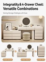 Coiffeuse moderne et élégante avec commode à 6 tiroirs, grande table de rangement pour chambre à coucher avec glissières silencieuses et plateau à motif marbre