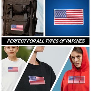 Patch drapeau américain DigitEMB USA 3,5 x 1,85 pouces, thermocollant, en feutre brodé avec bordure blanche sur le côté, pour vêtements - Product Image 6