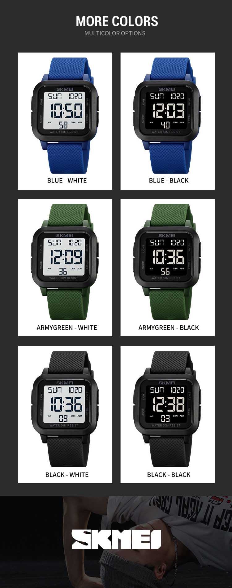 Skmei 1894 wholesale guangzhou men digital watch original PU leather band water proof Multi function character sports watch