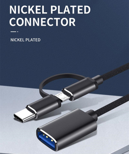 Câble adaptateur <span class=keywords><strong>USB</strong></span> <span class=keywords><strong>2</strong></span>.0 OTG, adaptateur Type-C, convertisseur d'interface <span class=keywords><strong>Micro</strong></span> <span class=keywords><strong>USB</strong></span> vers <span class=keywords><strong>USB</strong></span> 3.0, câble <span class=keywords><strong>USB</strong></span> <span class=keywords><strong>2</strong></span> en 1 pour téléphone Android, tressage en nylon - Product Image 6