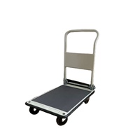Carro de Logística Industrial con Capacidad de Carga de 150 kg, Plataforma de Acero Cromado, Carro de Cuatro Ruedas, Apilable, Plegable, para Herramientas