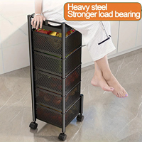 5 Tier Metall rotierende Obst Aufbewahrung skorb Rack abnehmbar mit rollenden Rädern Korb Regal Organizer Obst Gemüse