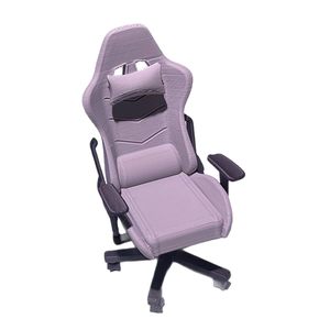 Chaise de Gamer Pivotante Grise de Haute Qualité avec Appui-tête, Dossier Haut Inclinable, Repose-pieds, Siège Gamer Confortable en Tissu - Product Image 5