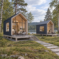 Maison préfabriquée modulaire en acier léger avec toit à pignon, alimentée à l'énergie solaire, écologique, à montage rapide pour les centres de villégiature et les bureaux