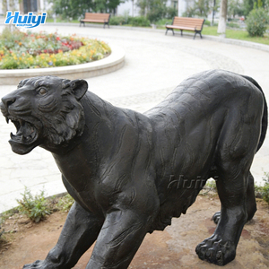 수제 실물 크기 청동 호랑이 조각상 정원 야외 장식용 주조 기법으로 제작된 맞춤형 금속 조각품 현대적인 디자인 - Product Image 1