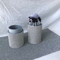 Ensemble de pinceaux de maquillage professionnels en forme de baril avec strass brillants, pinceaux de maquillage en PU en forme de baril