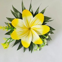 Pince à cheveux Fleur de Plumeria Hawaïenne avec feuilles en mousse EVA, Tiara Hibiscus, Accessoire de cheveux artificiel style Polynésien Samoan