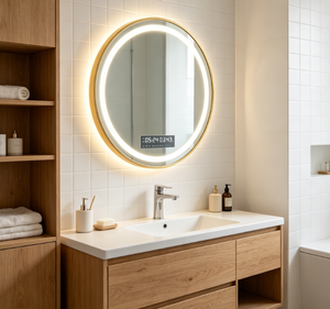 Round <b>LED</b> Bathroom Mirror Illuminated Wall Mounted <b>Vanity</b> Mirror Touch Screen Dimmable Hotel Washroom Mirror - Product Image 6