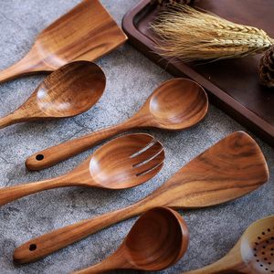 أواني مطبخ يدوية الصنع ، أدوات طهي غير لاصقة 7 ، ملعقة خشبية طبيعية من خشب الساج للطبخ - Product Image 5