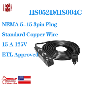 125V 3口コンセント付き工業用米国規格PVC SJTロング延長コード（複数コンセント付き電気ソケット） - Product Image 2