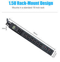 PDU intelligent à 8 prises IEC pour montage en rack avec écran LCD et surveillance à distance pour équipement de rack de serveur