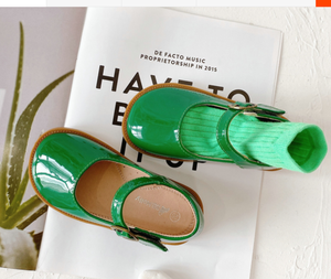 Chaussures habillées pour bébé de haute qualité en cuir vert avec fermeture auto-agrippante pour mariage, fête et cérémonie - Product Image 4