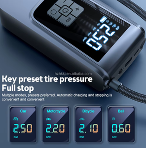 Compresseur d'air portable voiture gonfleur de pneu rechargeable pompe électrique écran Flash LED avec automobile, moteur, vélo, buse à bille - Product Image 4