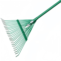 Râteau à feuilles Harley en acier pour jardinage, niveleur de paysage, râteau à gazon pour feuilles - Vert 24 dents pour nettoyer les feuilles et le gazon