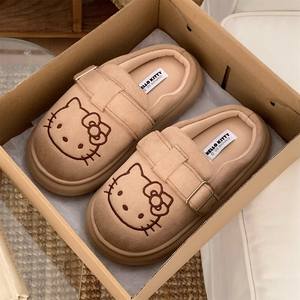 XIXITIAO Bottes d'hiver en fourrure style célébrité Kitty Cat Birken-stock pour femmes, chaussures chaudes d'extérieur à enfiler pour femmes - Product Image 4